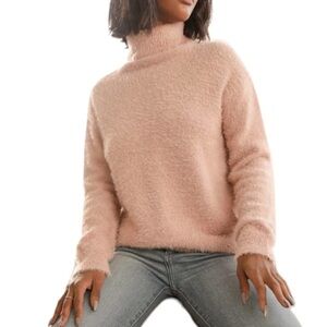 LULUS Positively The Best Eyelash Knit Turtleneck Sweater in Mauve